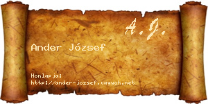 Ander József névjegykártya